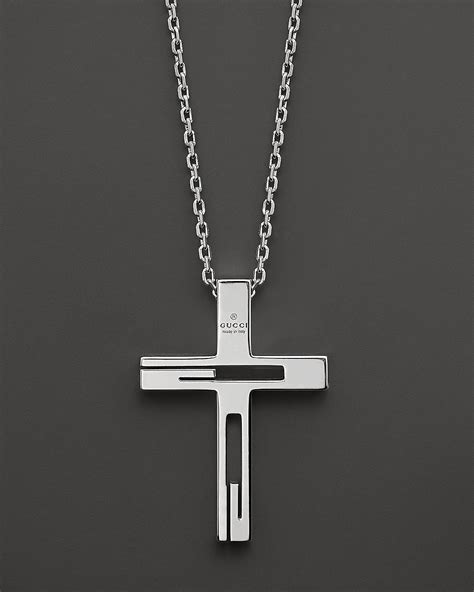 gucci sterling silver cross necklace|gucci split cross necklace.